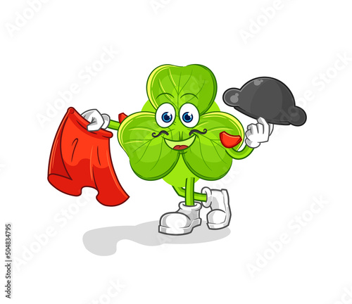 clover matador with red cloth illustration. character vector