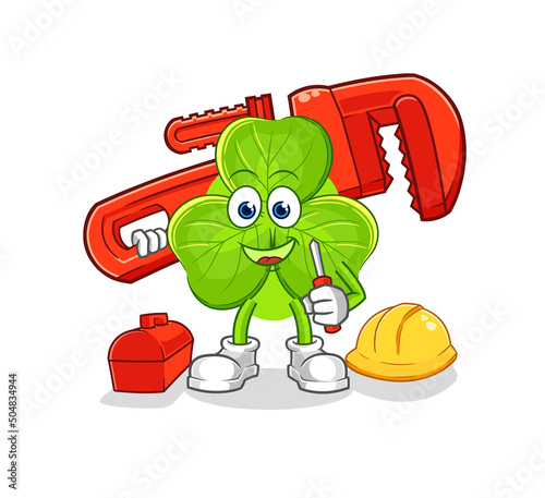 clover plumber cartoon. cartoon mascot vector