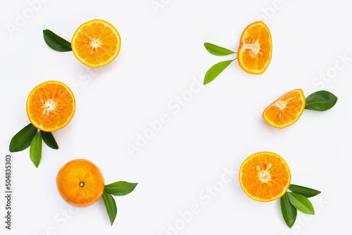 Fresh orange citrus fruit isolated on white background. Juicy, sweet and high vitamin C