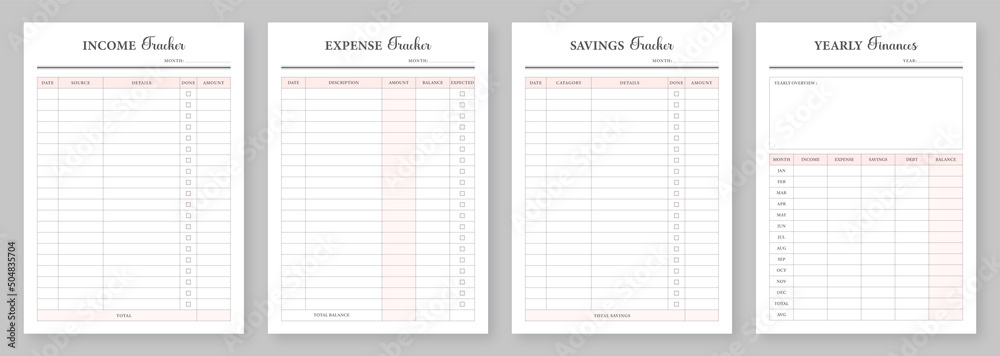 Minimalist Financial tracker. Daily, Weekly, Monthly Financial Planner. Monthly income, savings, expense tracker. 4 Set of minimalist finance planner. Modern Planner Template Set. Minimalist Financial tracker. Daily, Weekly, Monthly Financial Planner. Monthly income, savings, expense tracker. 4 Set of minimalist finance planner. Modern Planner Template Set.