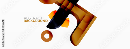 Minimalist geometric abstract background. Lines, circles with shadow effects composition wallpaper design