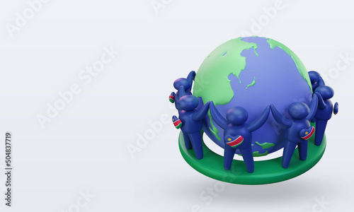 3d World population day people Namibia flag rendering right view