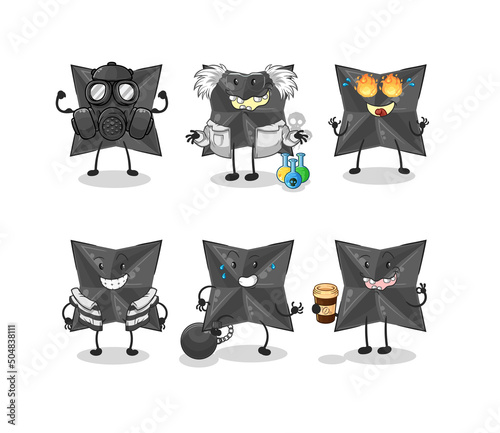 shuriken villain group character. cartoon mascot vector