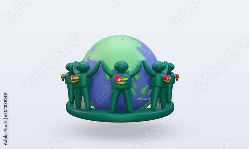 3d World population day people Togo flag rendering front view