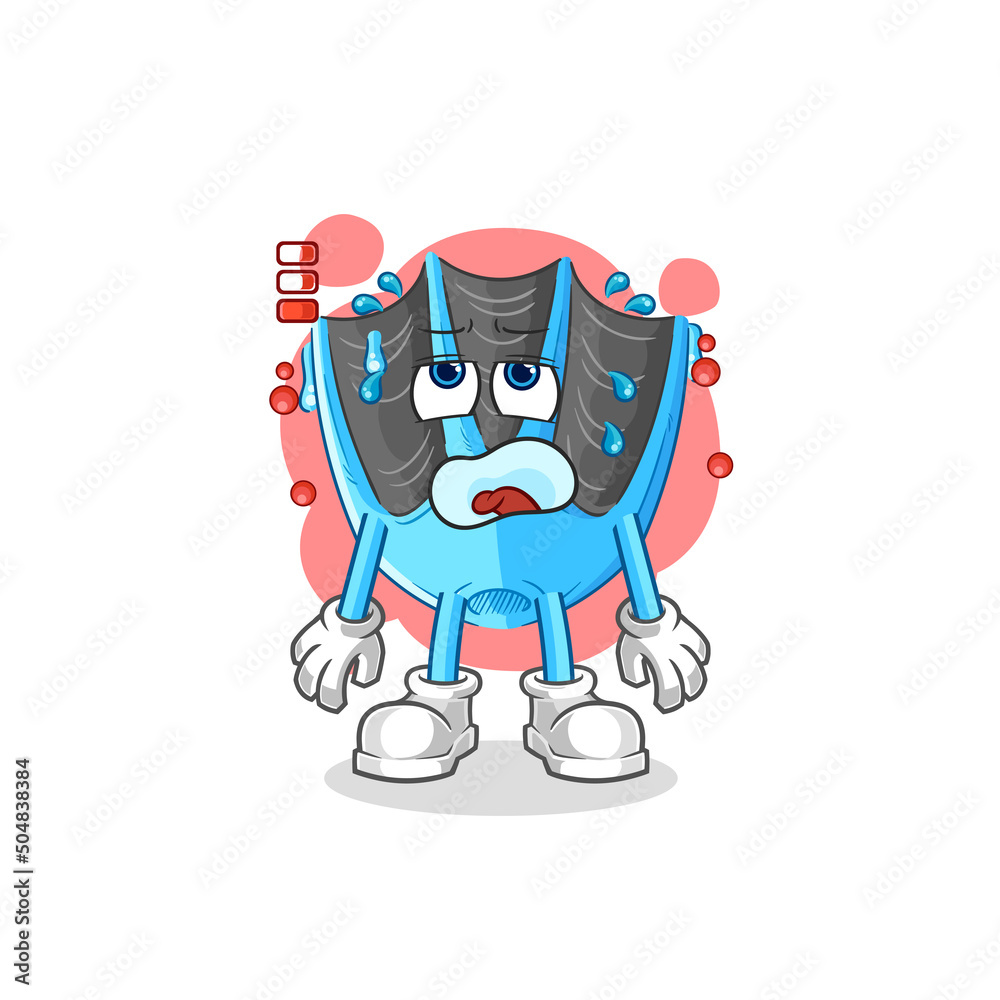 swimming fin low battery mascot. cartoon vector