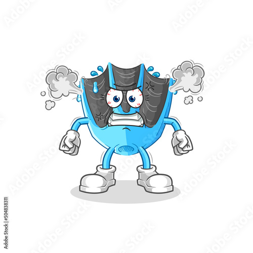 swimming fin very angry mascot. cartoon vector