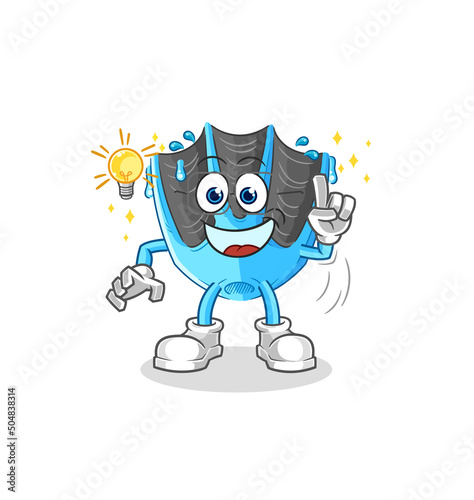 swimming fin got an idea cartoon. mascot vector