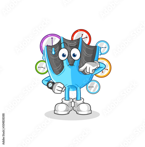 swimming fin with wristwatch cartoon. cartoon mascot vector