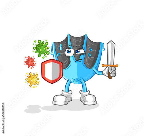 swimming fin against viruses cartoon. cartoon mascot vector