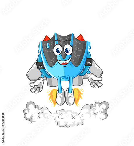 swimming fin with jetpack mascot. cartoon vector