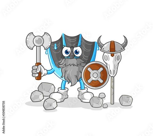 swimming fin viking with an ax illustration. character vector