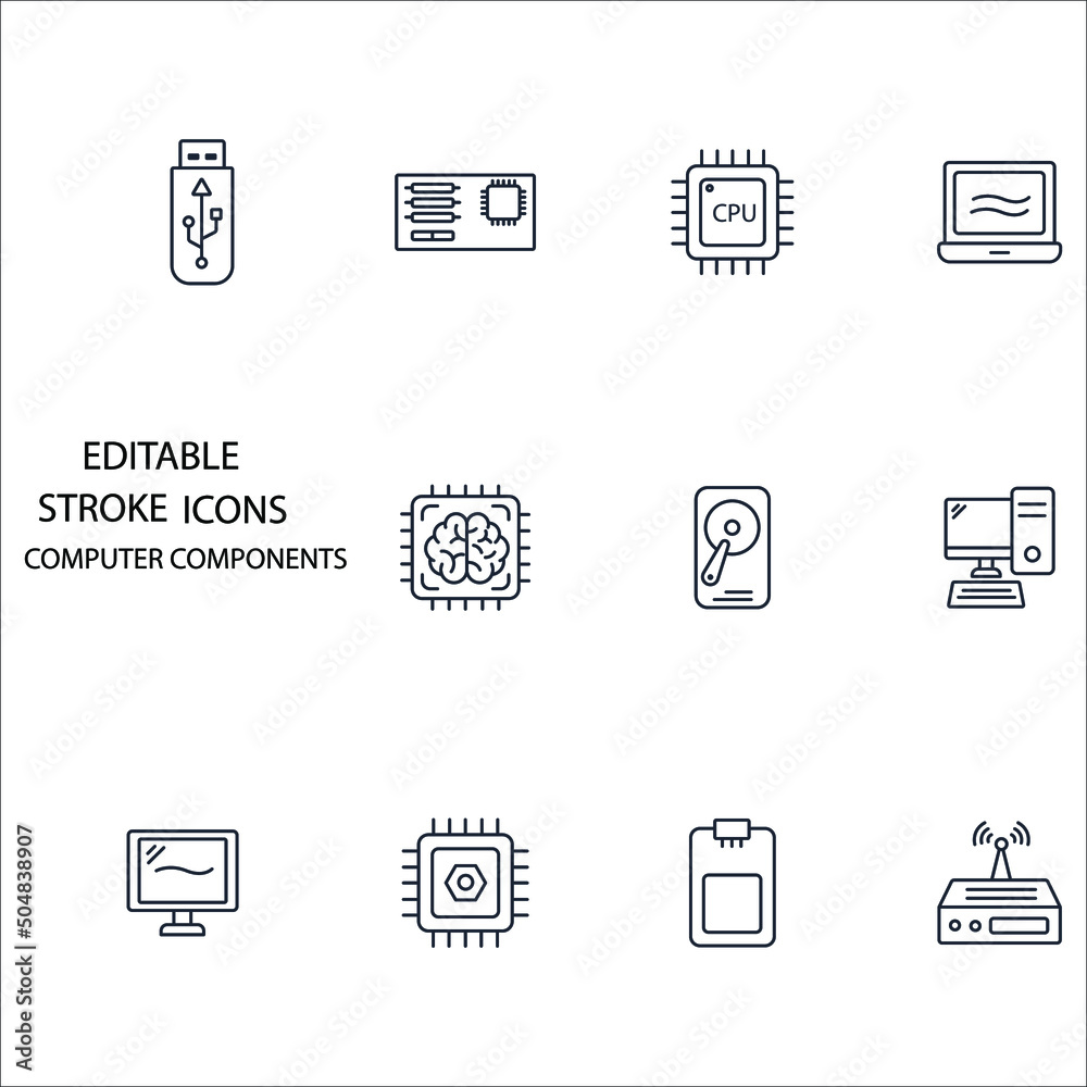 computer components icons set . computer components pack symbol vector elements for infographic web computer components icons set . computer components pack symbol vector elements for infographic web