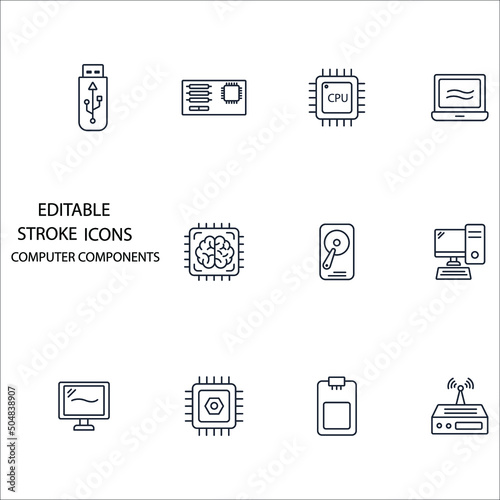 computer components icons set . computer components pack symbol vector elements for infographic web