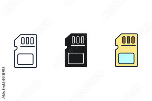 Memory card icons  symbol vector elements for infographic web
