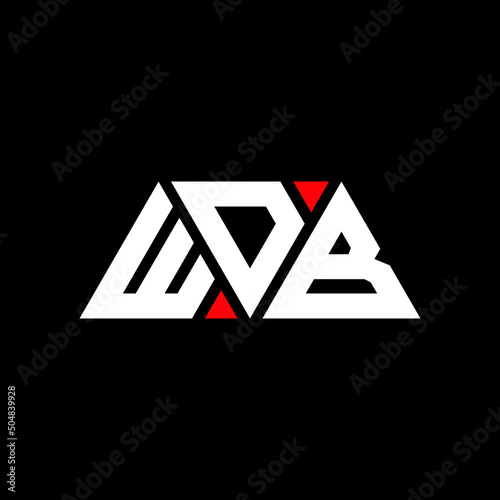 WDB triangle letter logo design with triangle shape. WDB triangle logo design monogram. WDB triangle vector logo template with red color. WDB triangular logo Simple, Elegant, and Luxurious Logo... photo