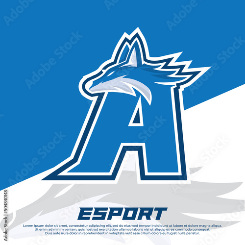 Initial A letter logo design wolves mascot esport logo design, Cerberus Head Mascot Esport