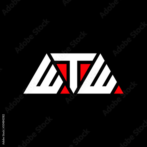 WTW triangle letter logo design with triangle shape. WTW triangle logo design monogram. WTW triangle vector logo template with red color. WTW triangular logo Simple, Elegant, and Luxurious Logo... photo