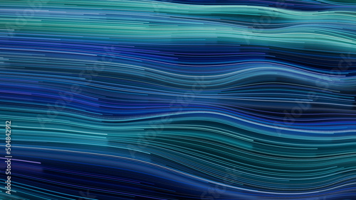 Blue, Purple and Green Colored Swirls form Wavy Swoosh Background. 3D Render. photo