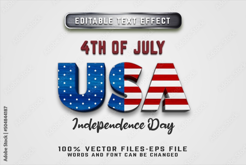USA Independence Day 3d text effect premium vectors
