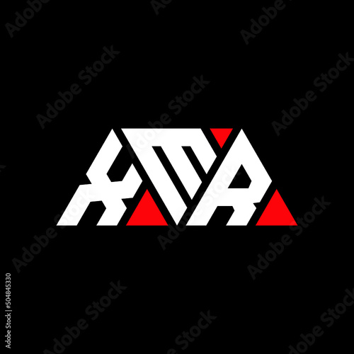 XMR triangle letter logo design with triangle shape. XMR triangle logo design monogram. XMR triangle vector logo template with red color. XMR triangular logo Simple, Elegant, and Luxurious Logo... photo