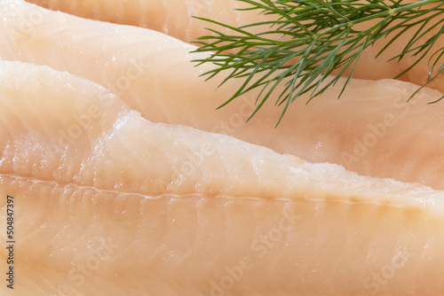Fotografia close up of raw halibut fillet