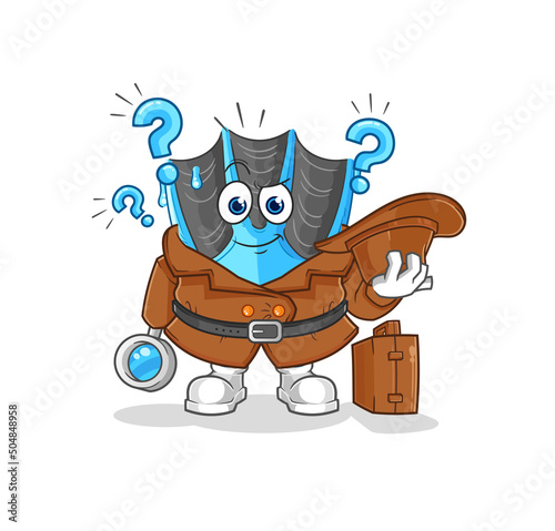 swimming fin detective vector. cartoon character