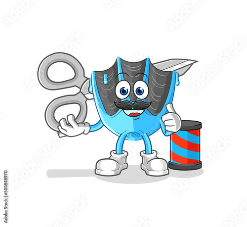 swimming fin barber cartoon. cartoon mascot vector