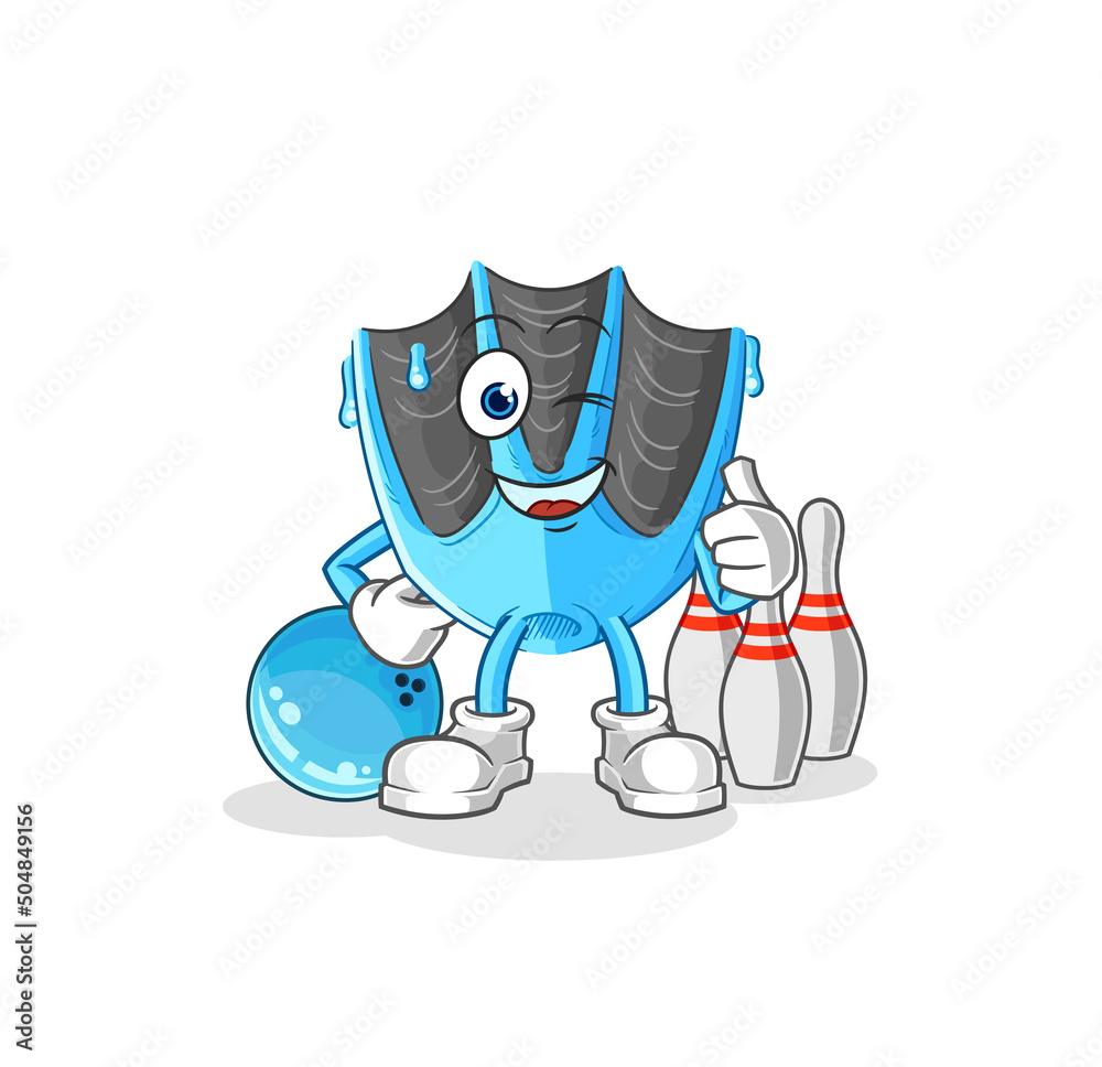 swimming fin play bowling illustration. character vector