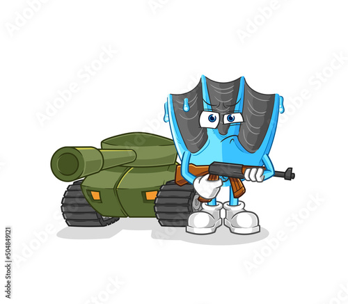 swimming fin soldier with tank character. cartoon mascot vector