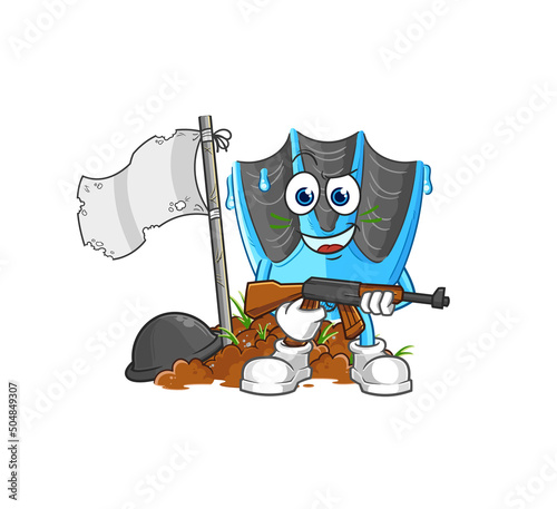 swimming fin army character. cartoon mascot vector
