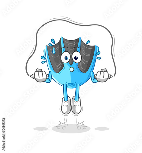 swimming fin jump rope exercise. character vector
