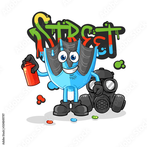 swimming fin graffiti artist vector. cartoon character