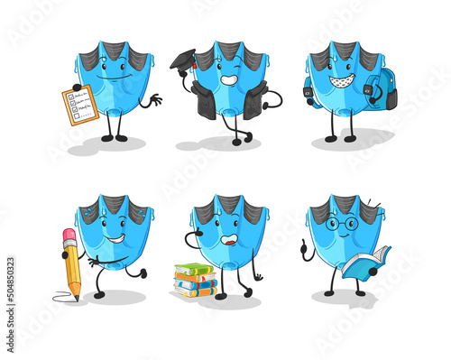 swimming fin education set character. cartoon mascot vector
