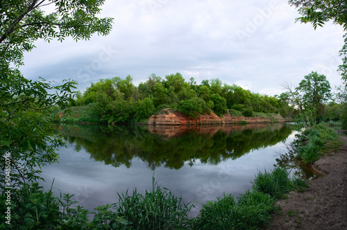 panorama of the river with clouds
