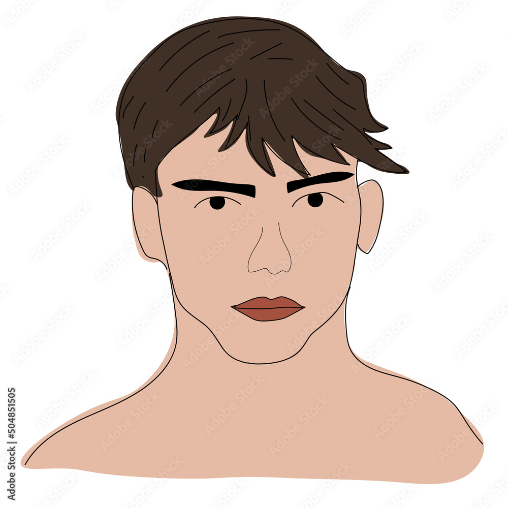 Doodle illustration of a guy with dark hair Doodle illustration of a guy with dark hair