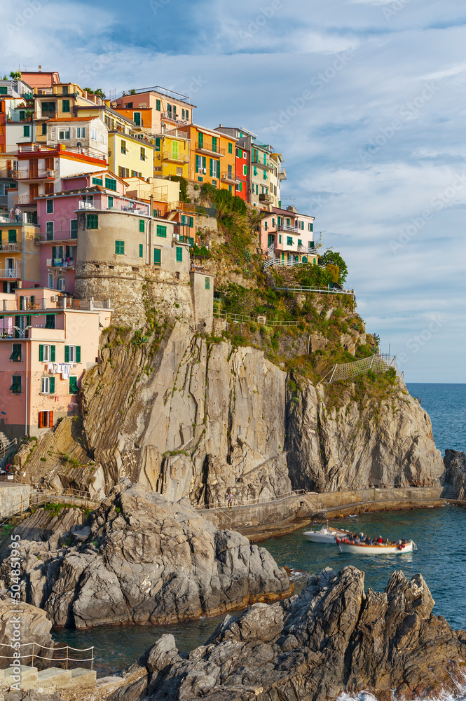Idyllic landscape of resort Village Manarola, Cinque Terre, Liguria, Italy