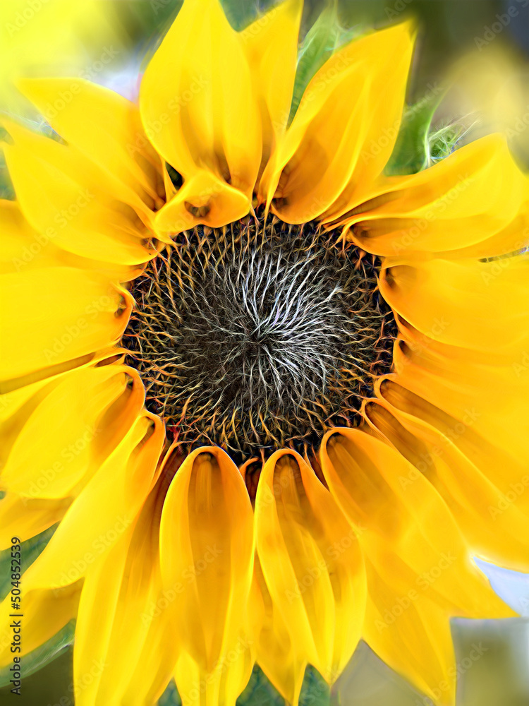 Beautiful yellow sunflower close up