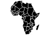 Icono de mapa político de áfrica de color negro.