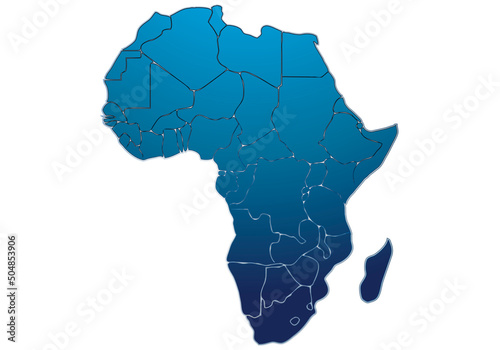 Icono de mapa político de áfrica de color azul.