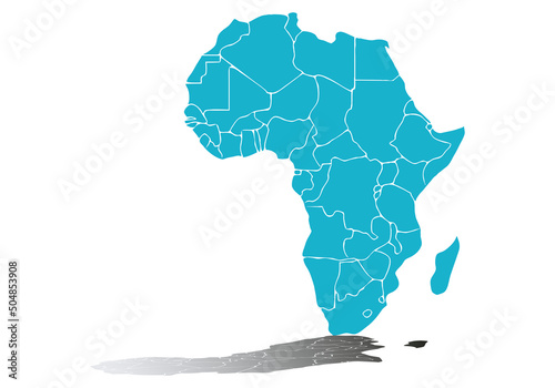 Icono de mapa político de áfrica de color azul.