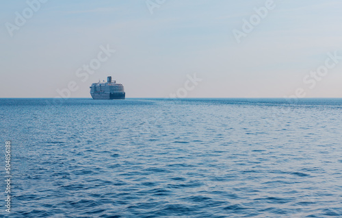 Ocean passenger liner . Transportation across seas or oceans