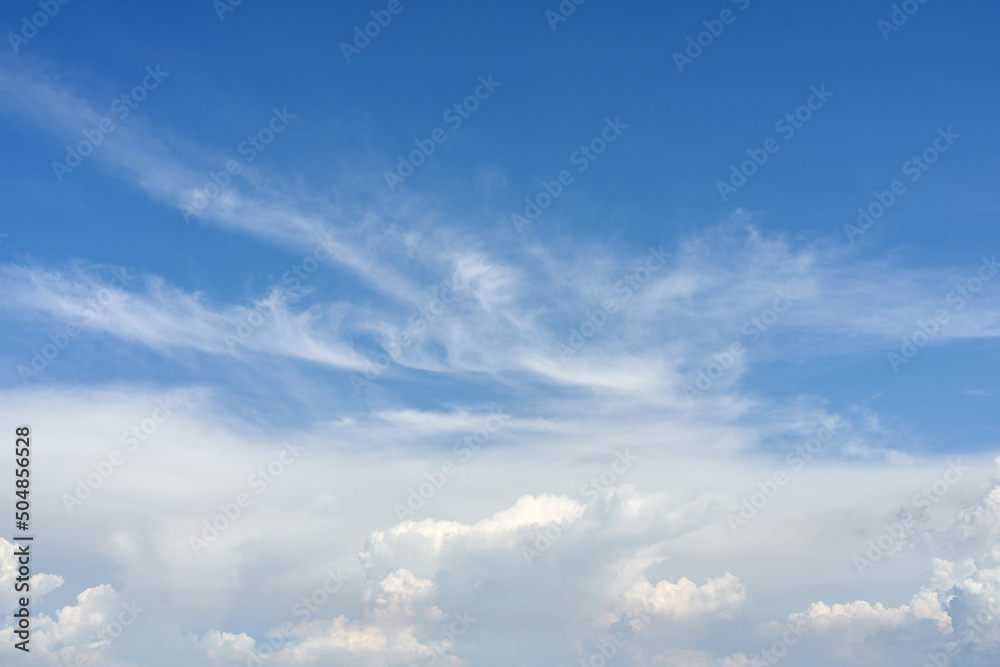 A clear blue sky and clouds