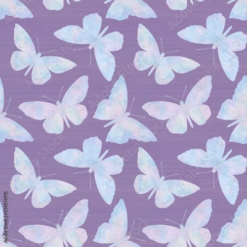 Vintage hand drawn colorful seamless pattern with beautiful pastel watercolor butterflies on vibrant background. Watercolor butterfly seamless pattern hand drawn texture