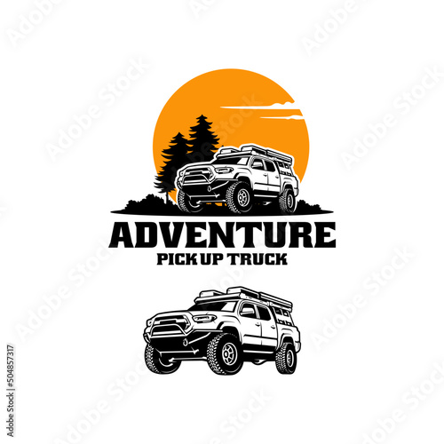 set of pick up truck adventure logo design
