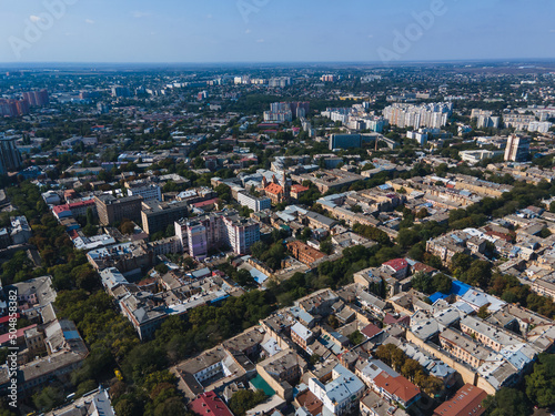 Panoramic view of Odessa city center, Ukraine. City landscape, top view. Black Sea. warm summer day