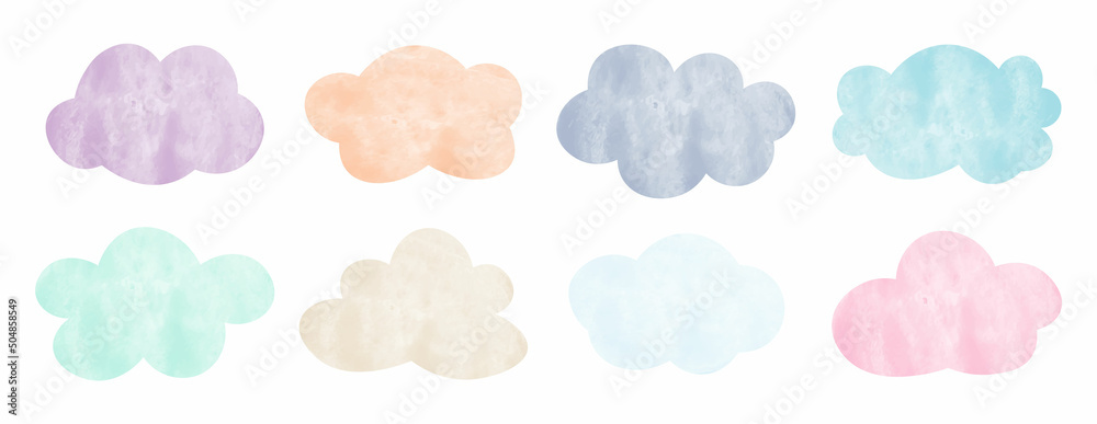 Set of watercolor clouds