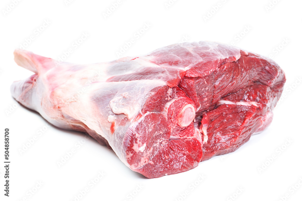 Leg of lamb on white background Stock Photo | Adobe Stock