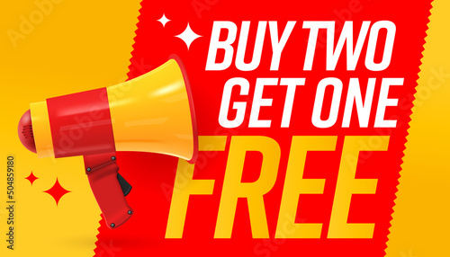 Buy two get one free sale event advertisement