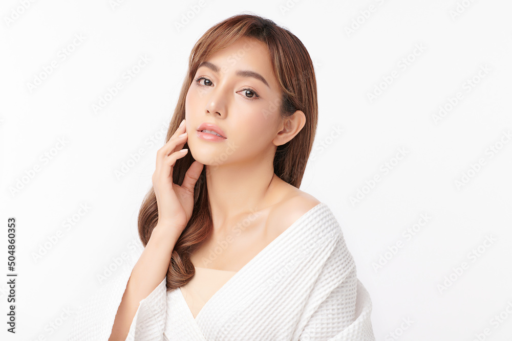 Beautiful young asian woman with clean fresh skin on white background, Face care, Facial treatment, Cosmetology, beauty and spa, Asian women portrait. Beautiful young asian woman with clean fresh skin on white background, Face care, Facial treatment, Cosmetology, beauty and spa, Asian women portrait.