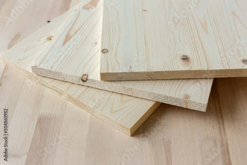 Wooden furniture board. Wooden building material.